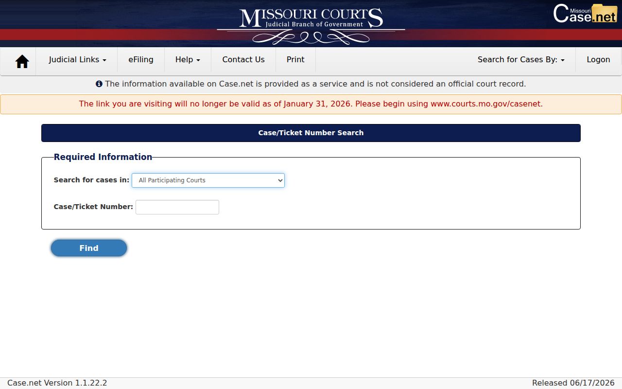 Mercer County criminal court cases Case.net case-number search interface